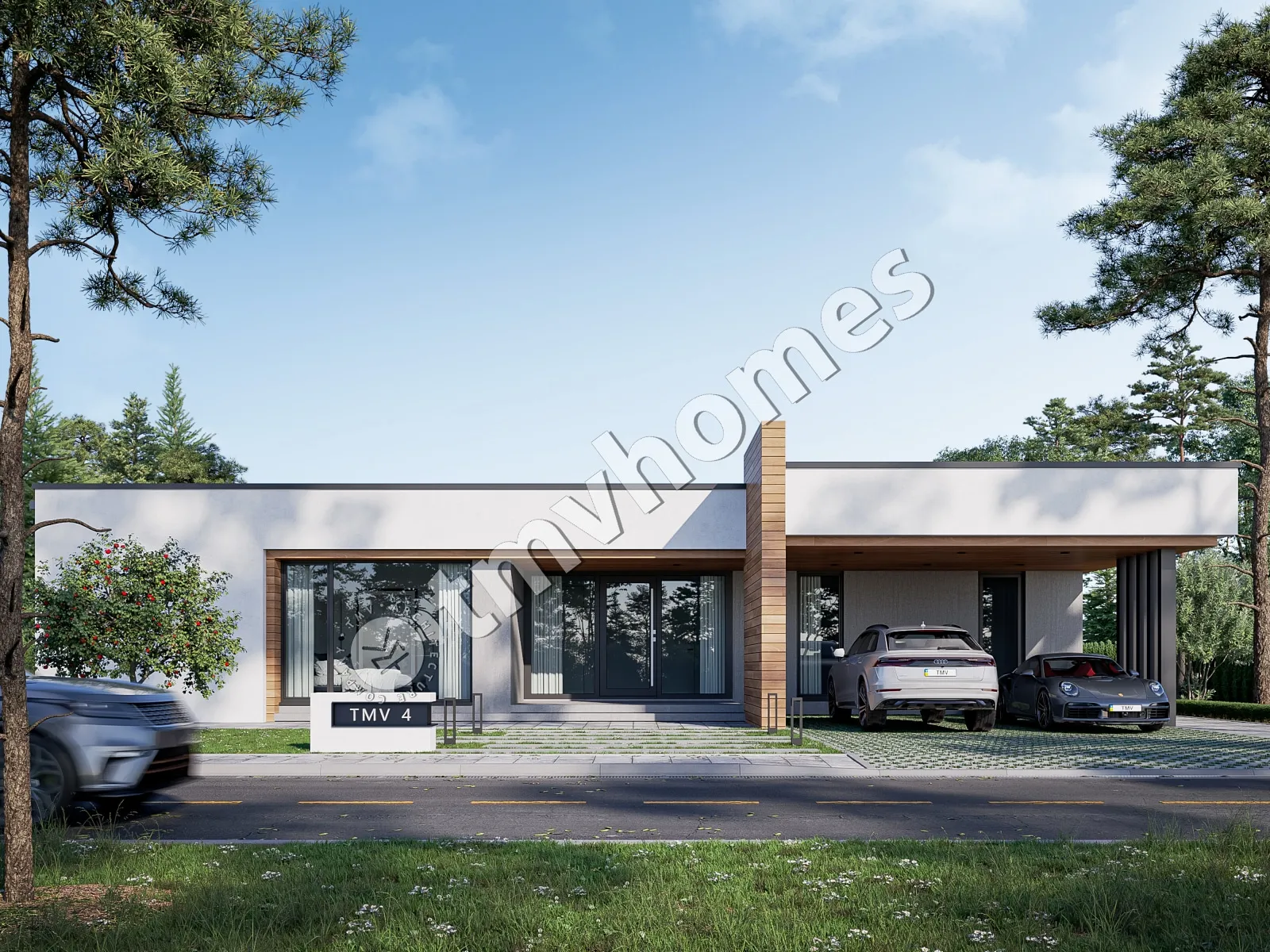 Vienstāva mājas projekts 243 m²: 4 Guļamistabas, 5 Vannasistabas, Atvērta virtuve, bez Garāžas