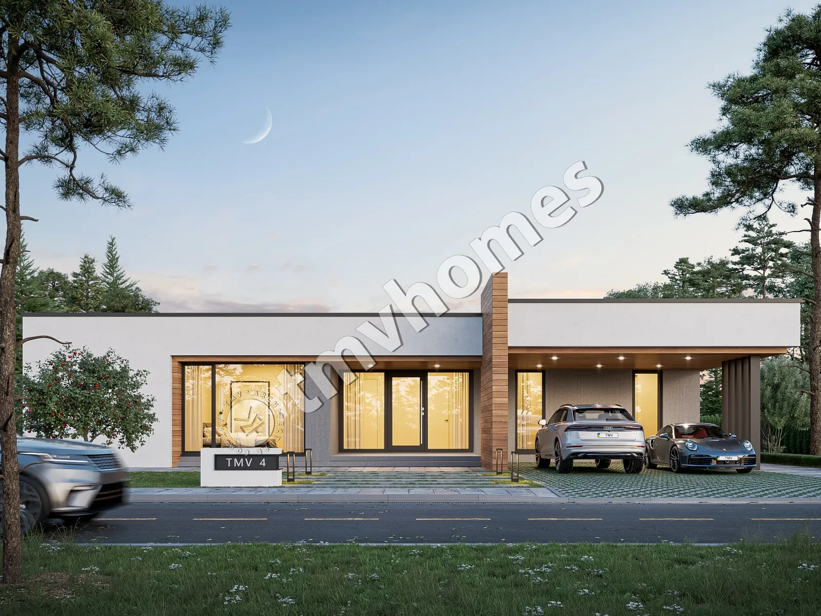 Vienstāva mājas projekts 243 m²: 4 Guļamistabas, 5 Vannasistabas, Atvērta virtuve, bez Garāžas