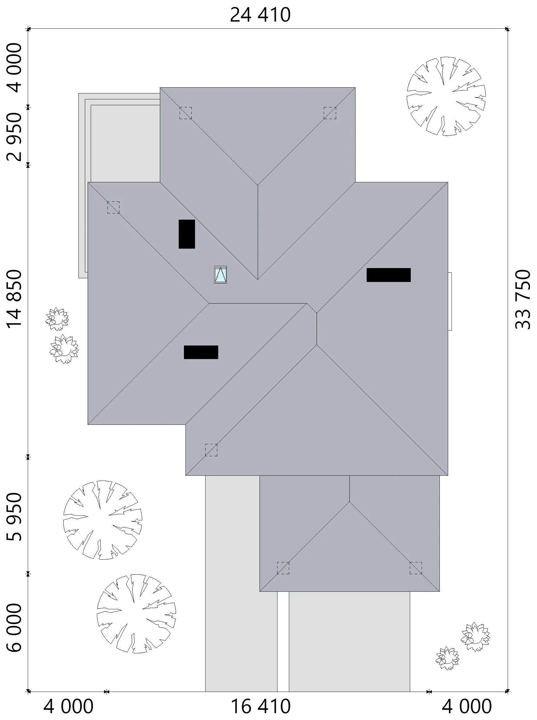 Divstāvu mājas projekts 353 m²: 4 Guļamistabas, Darba istaba, 3 Vannasistabas, bez Garāžas