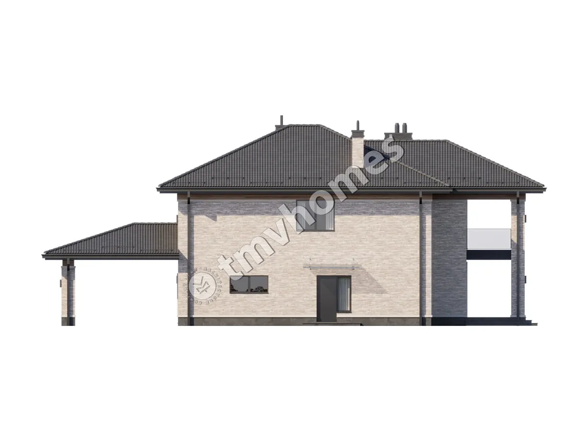 Divstāvu mājas projekts 353 m²: 4 Guļamistabas, Darba istaba, 3 Vannasistabas, bez Garāžas