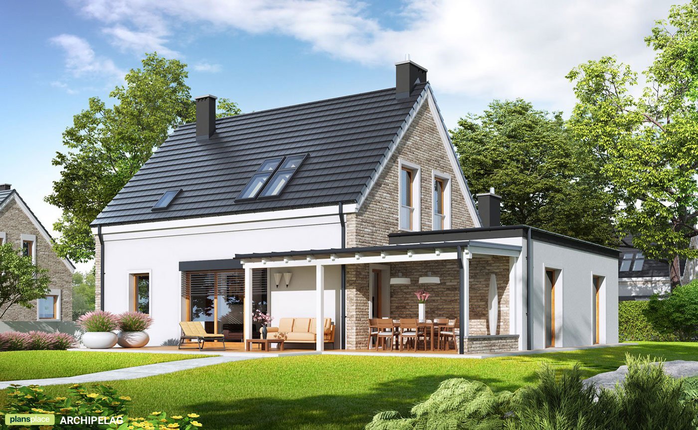 1500 Sq Ft 1.5-Story House Plan with Fireplace in Family Room