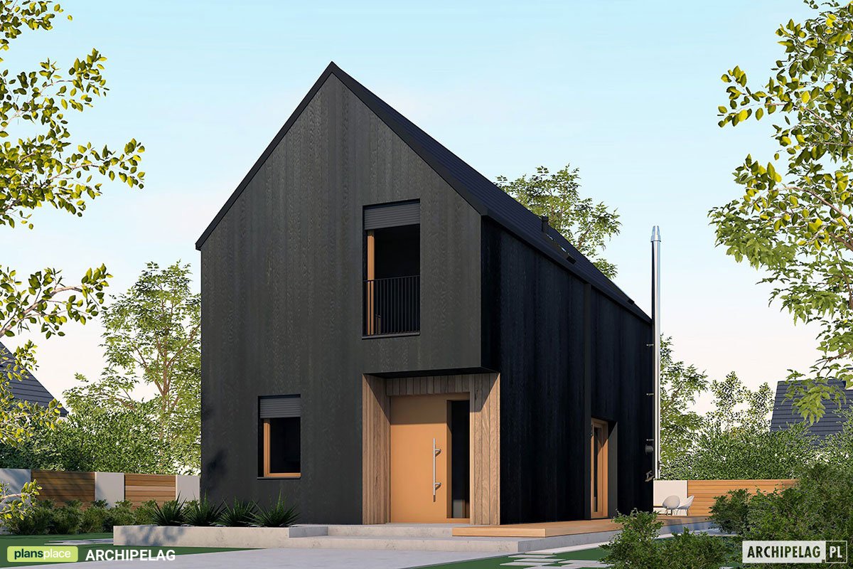 Modern 2-Story Narrow Lot House Plan with Black Elevations