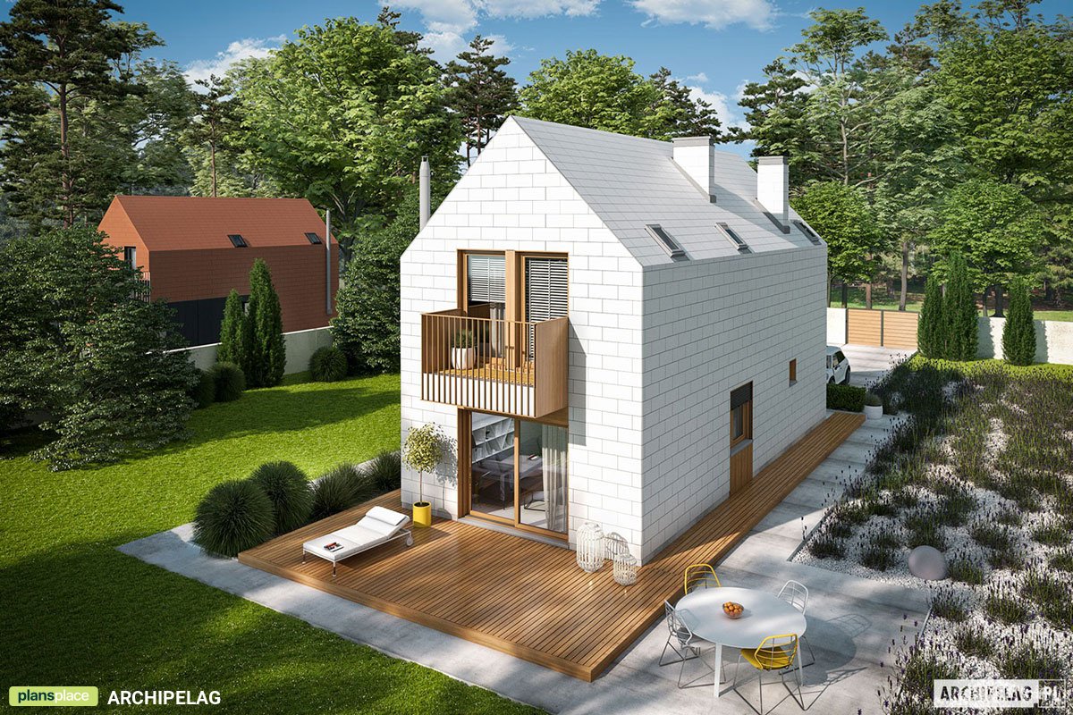 Modern Narrow Lot House with White Elevations and White Roof