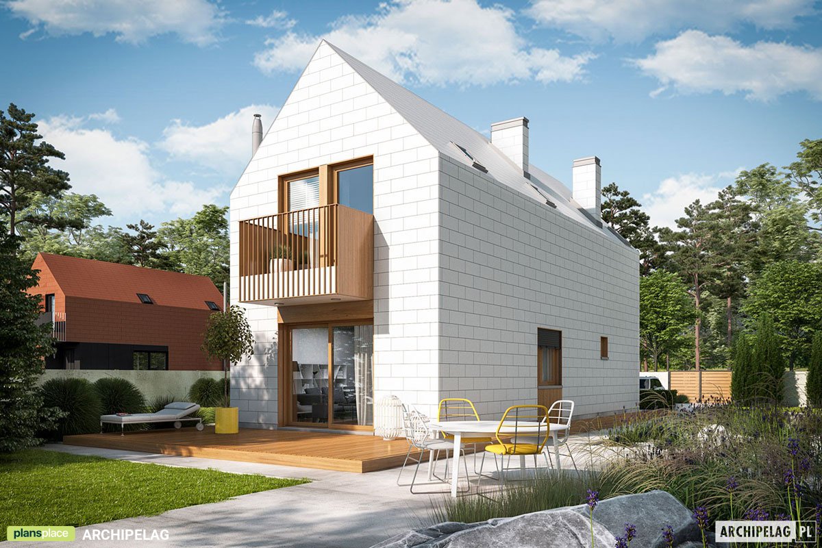 Modern Narrow Lot House with White Elevations and White Roof