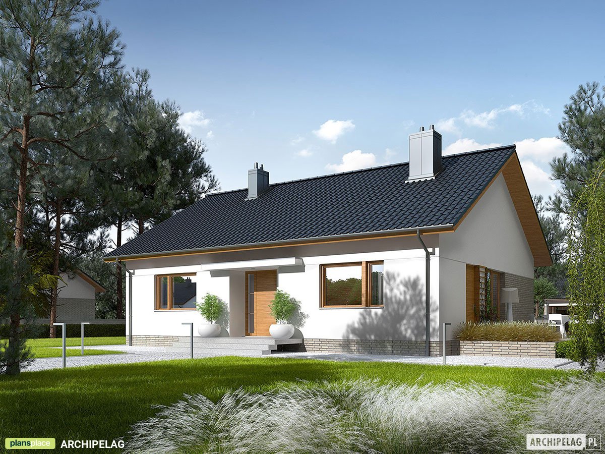 1-Story Gable Roof House Plan with 3 Beds and Deck