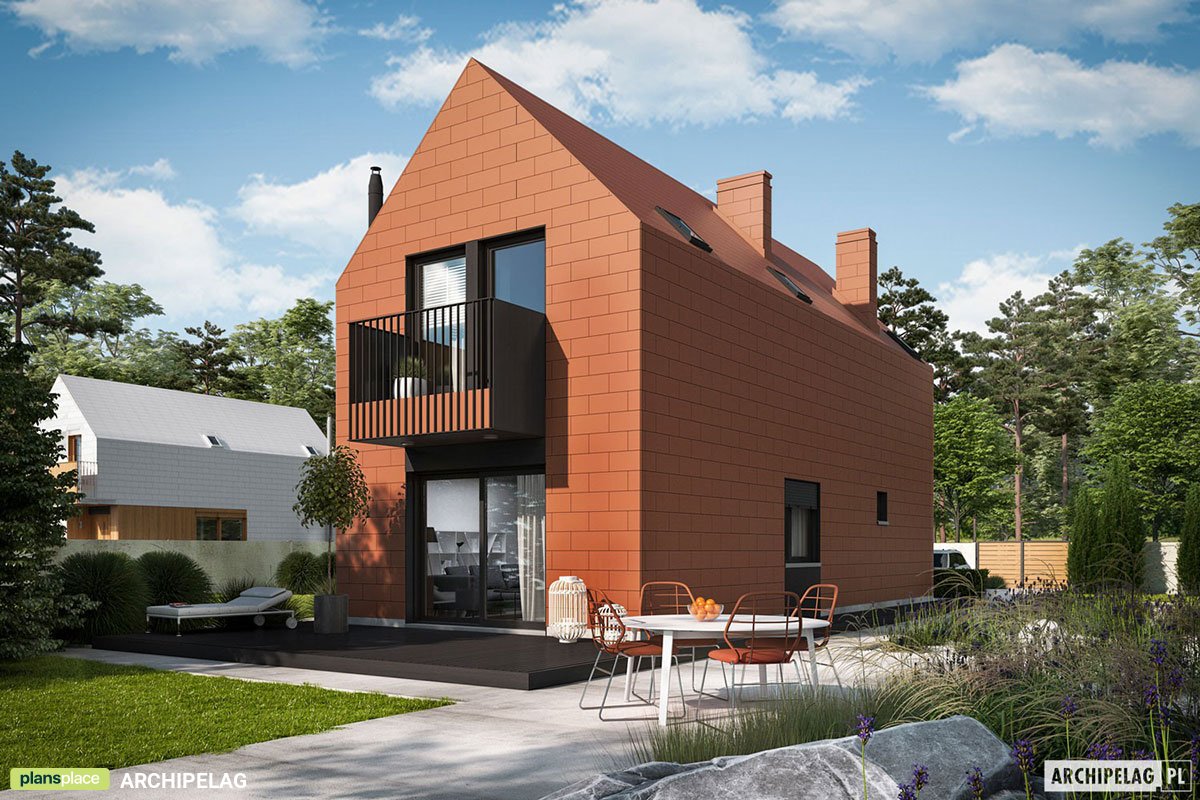 Small Narrow Lot House Plan with 3 Bedrooms and Gable Roof