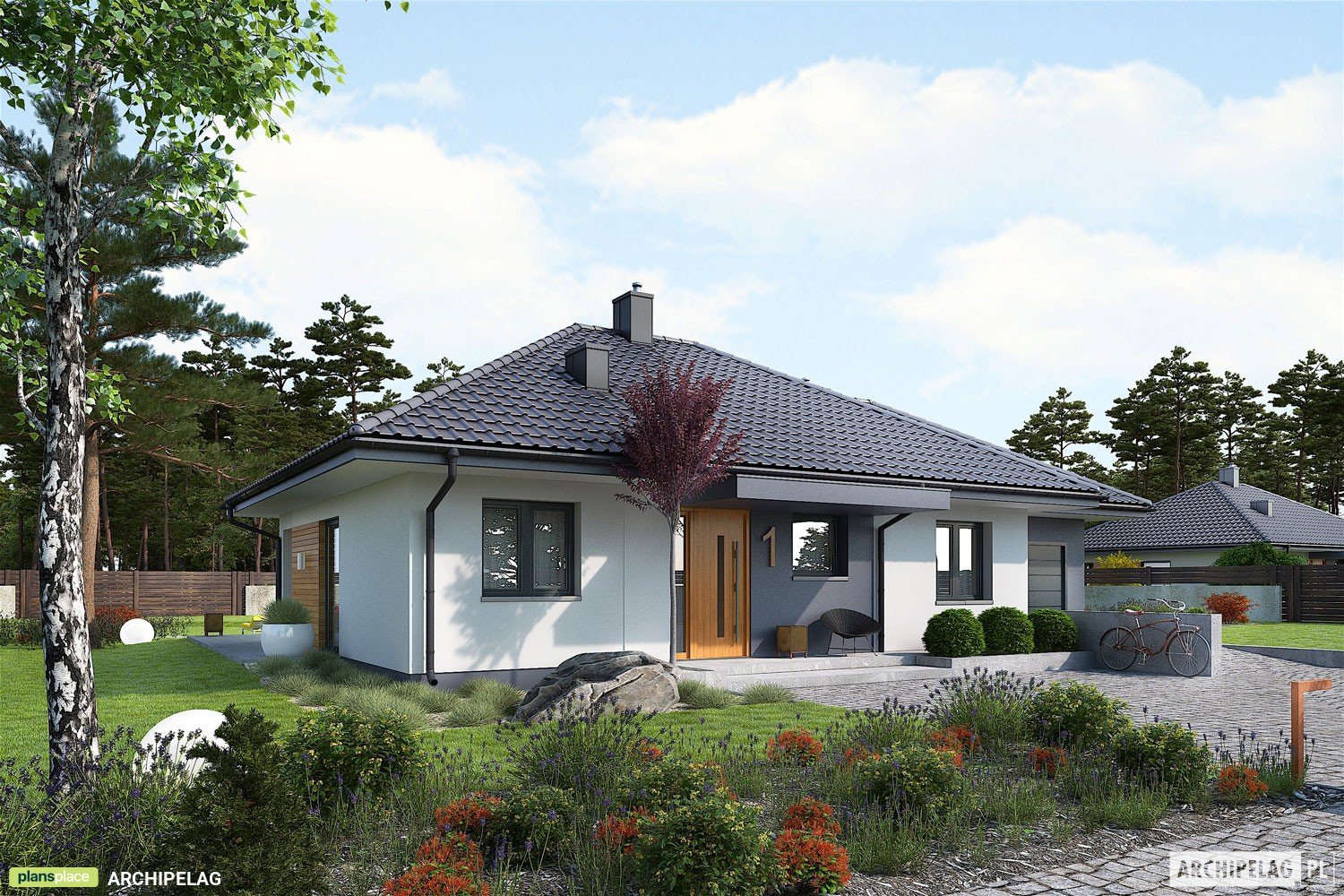 Small One Level European House Plan with 1-Car Garage