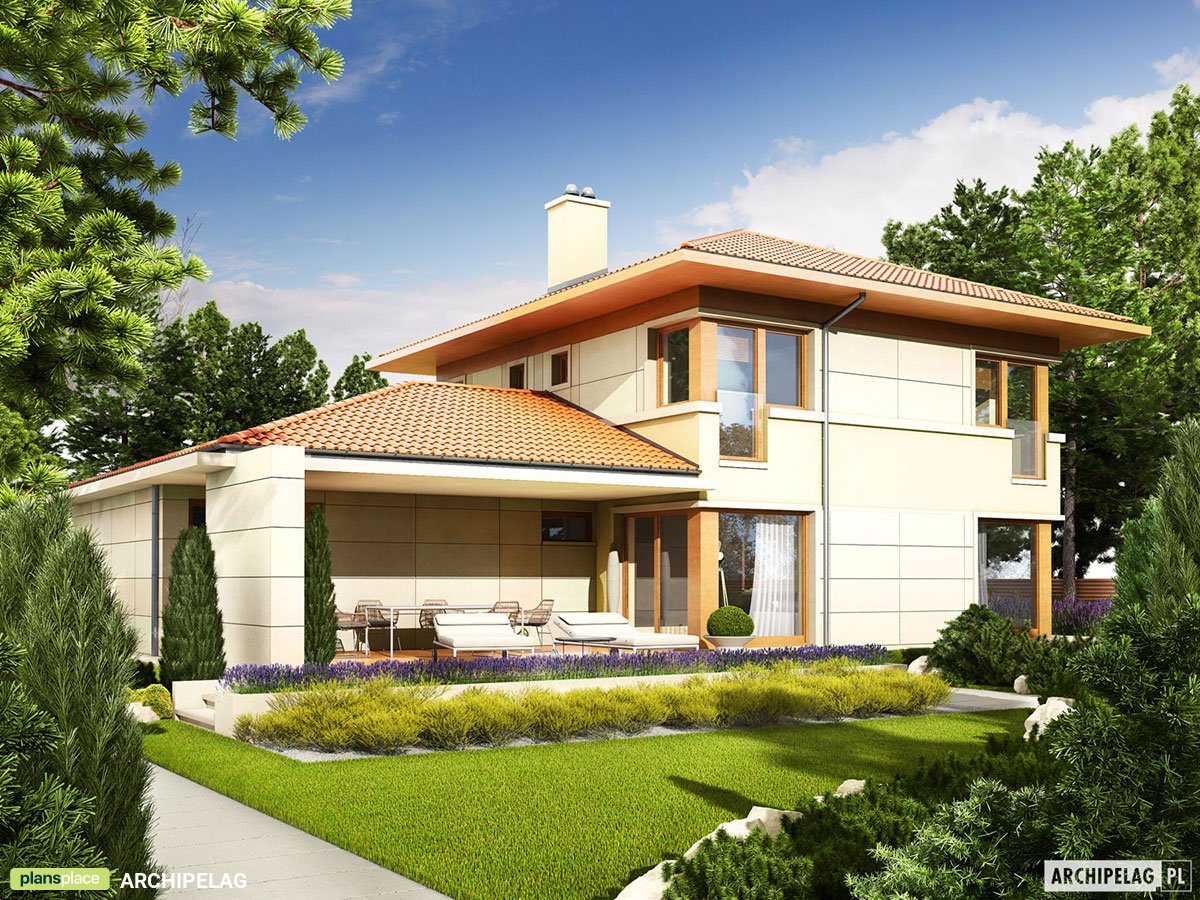 Divstāvu mājas projekts 167 m²: 3 Guļamistabas, 2 Vannasistabas, Atvērta virtuve, Garāža