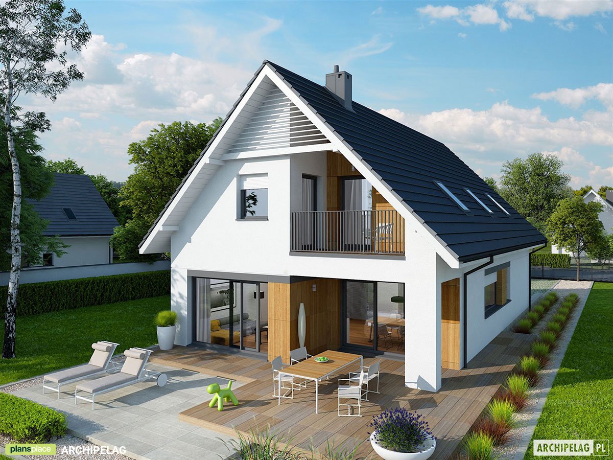 Mājas projekts ar mansardu 160 m²: 4 Guļamistabas, 3 Vannasistabas, Garāža