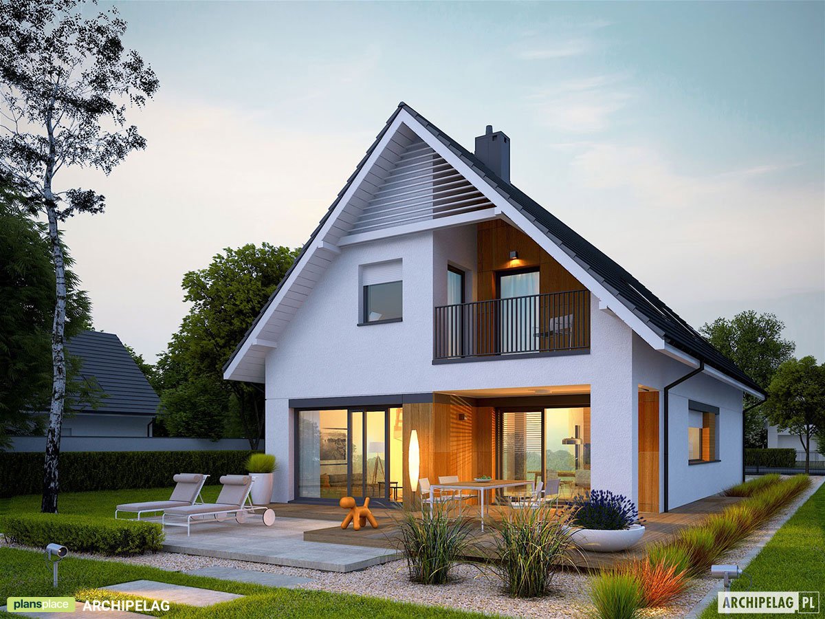 Mājas projekts ar mansardu 160 m²: 4 Guļamistabas, 3 Vannasistabas, Garāža