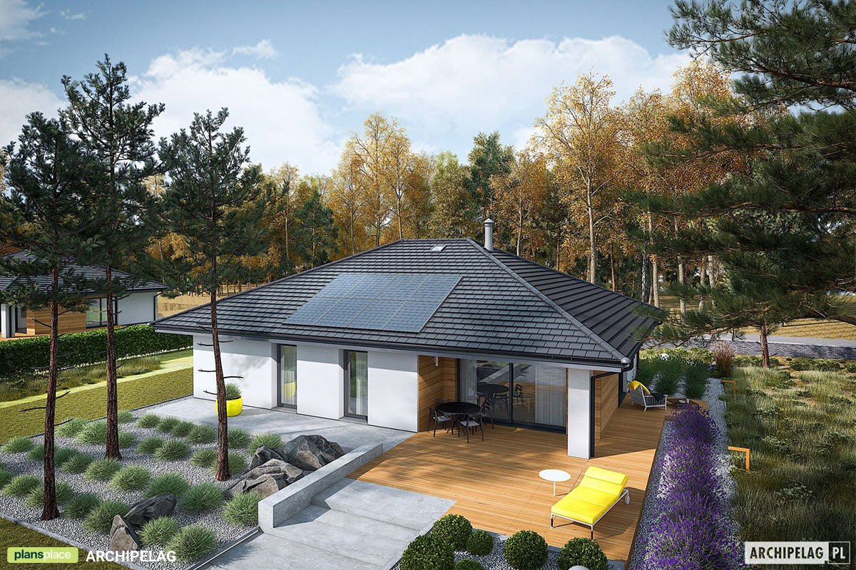 Vienstāva mājas projekts 121 m²: 3 Guļamistabas, 2 Vannasistabas, Atvērta virtuve, bez Garāžas