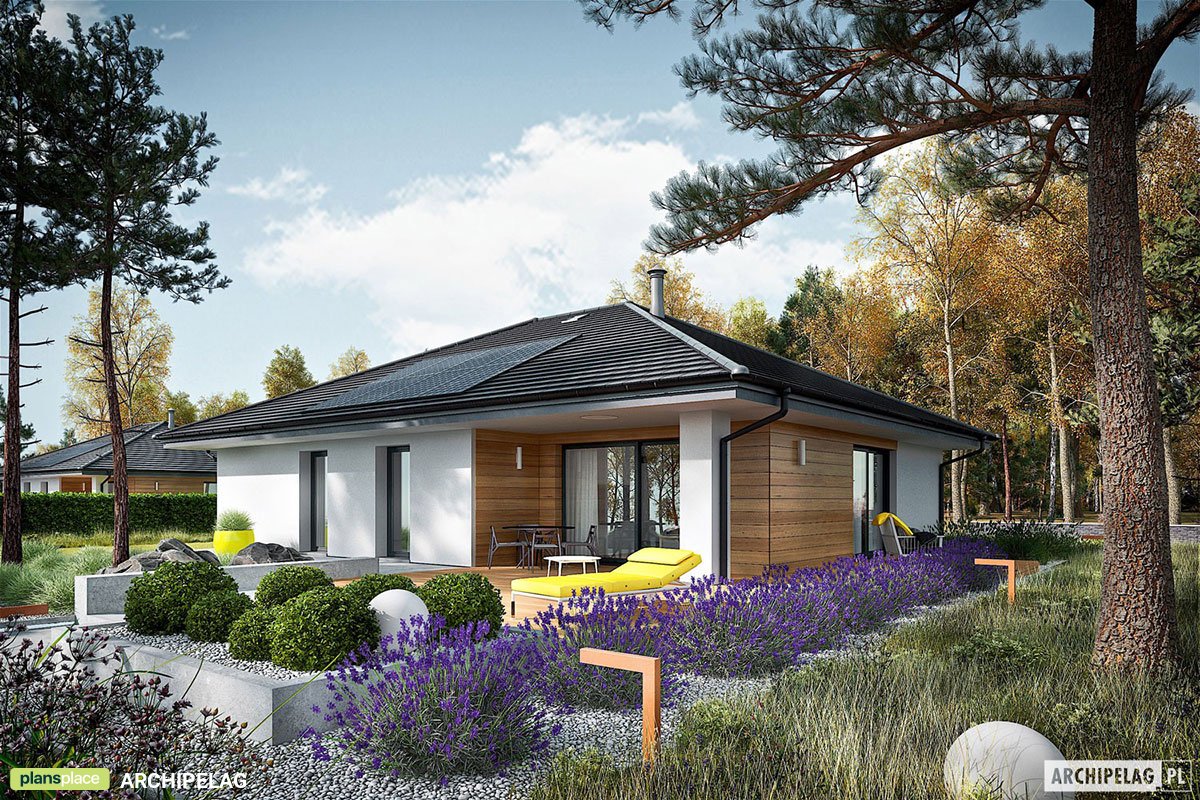Vienstāva mājas projekts 121 m²: 3 Guļamistabas, 2 Vannasistabas, Atvērta virtuve, bez Garāžas