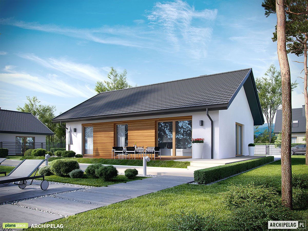 Vienstāva mājas projekts 96 m²: 3 Guļamistabas, 2 Vannasistabas, Atvērta virtuve, bez Garāžas