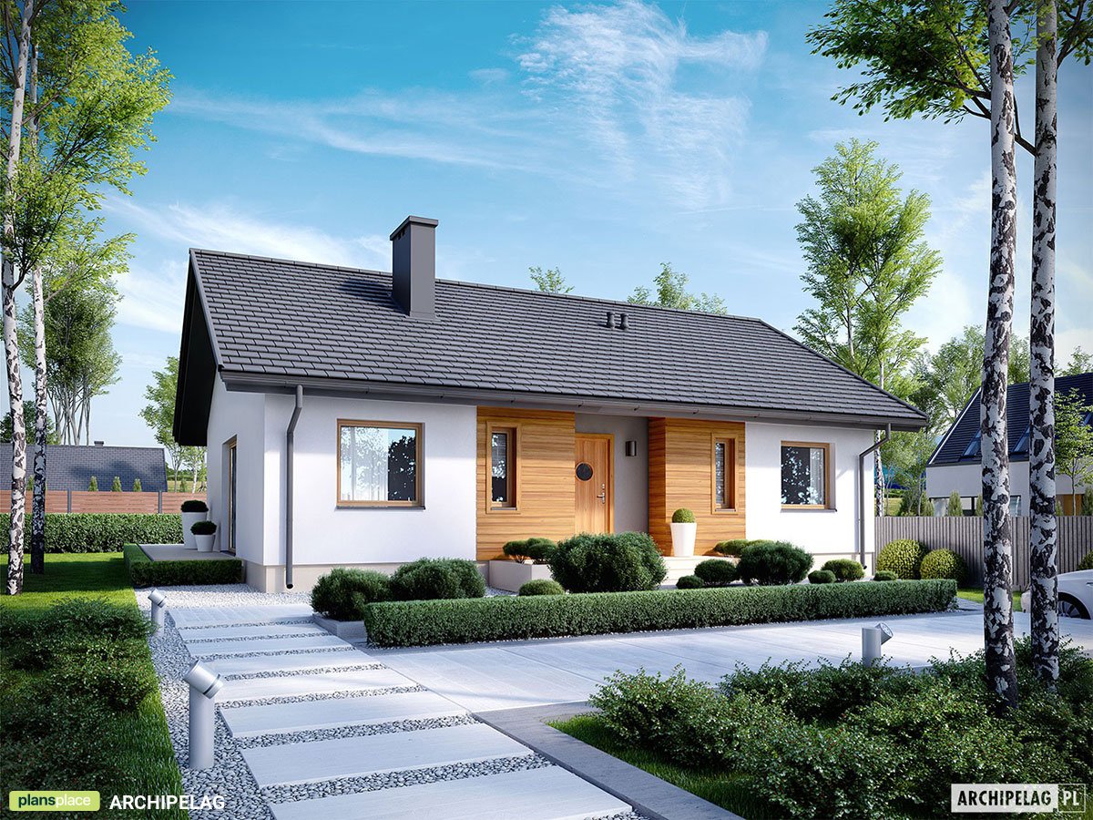 Vienstāva mājas projekts 96 m²: 3 Guļamistabas, 2 Vannasistabas, Atvērta virtuve, bez Garāžas