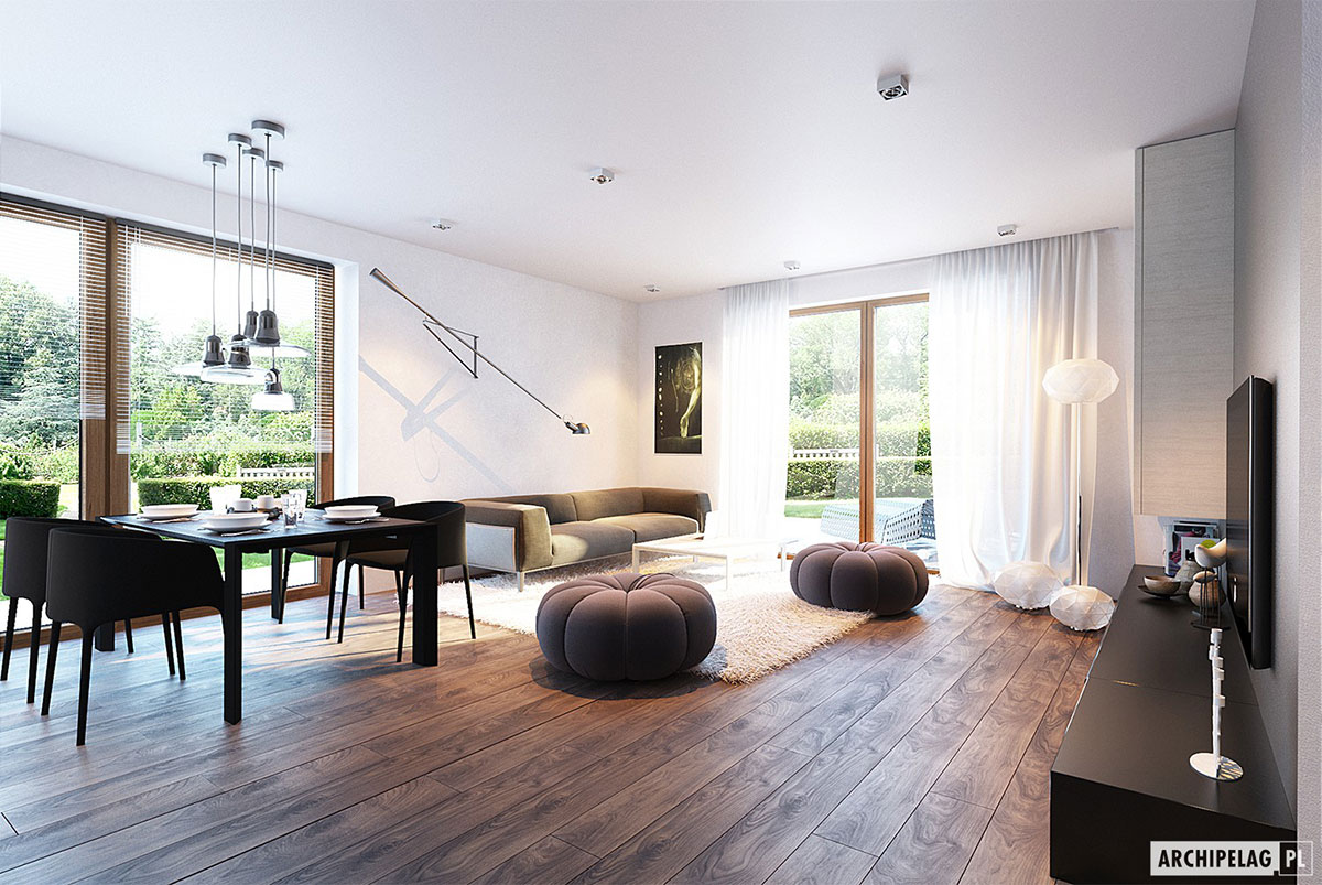 Vienstāva mājas projekts 96 m²: 3 Guļamistabas, 2 Vannasistabas, Atvērta virtuve, bez Garāžas