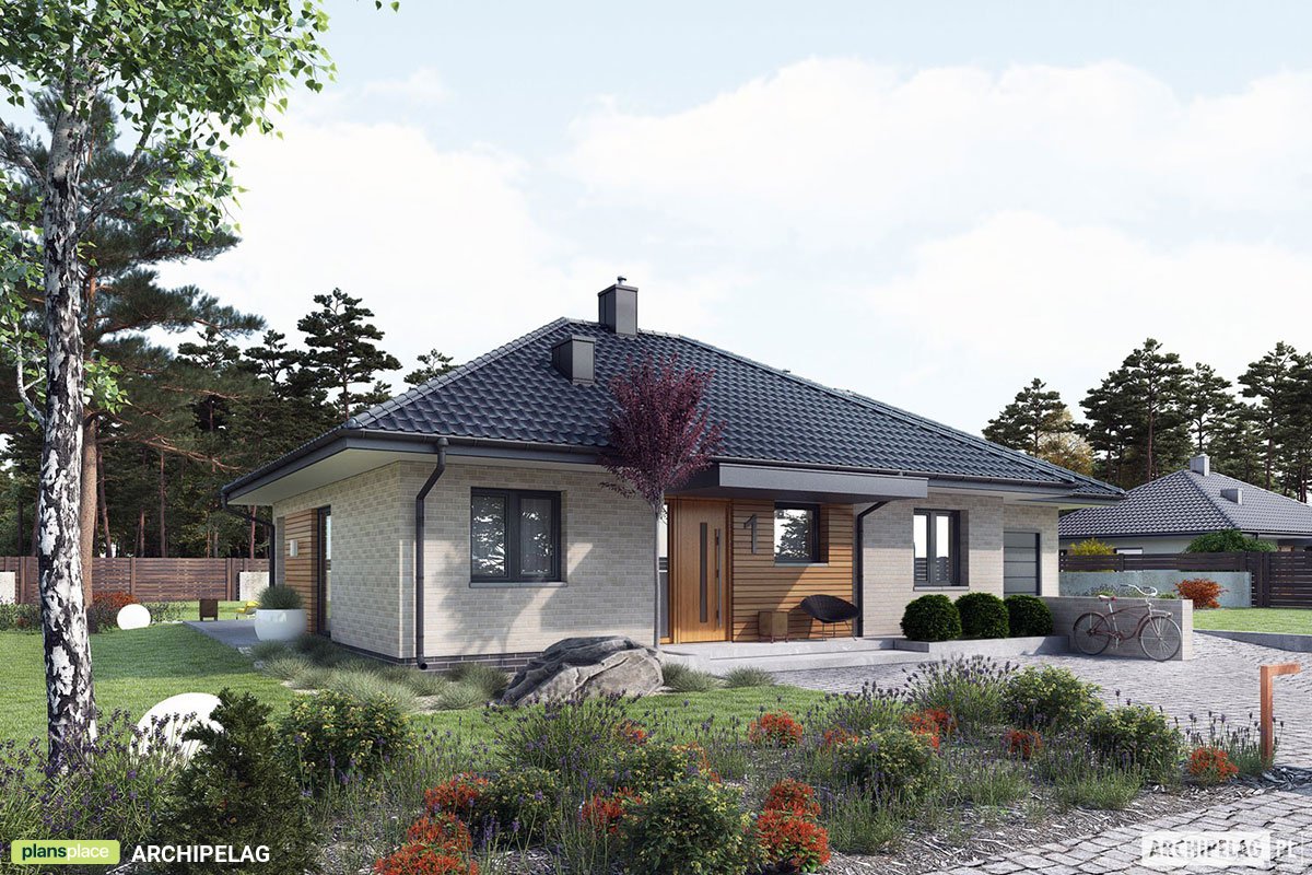 Vienstāva mājas projekts 106 m²: 3 Guļamistabas, 2 Vannasistabas, Atvērta virtuve, Garāža