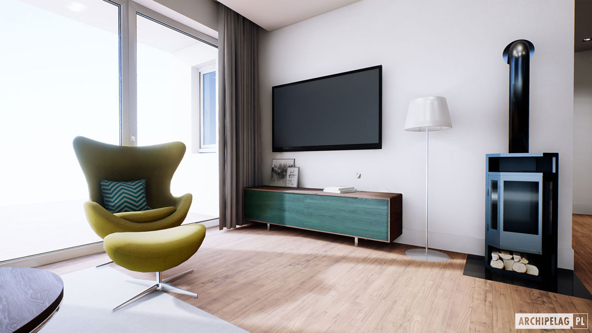 Vienstāva mājas projekts 106 m²: 3 Guļamistabas, 2 Vannasistabas, Atvērta virtuve, Garāža
