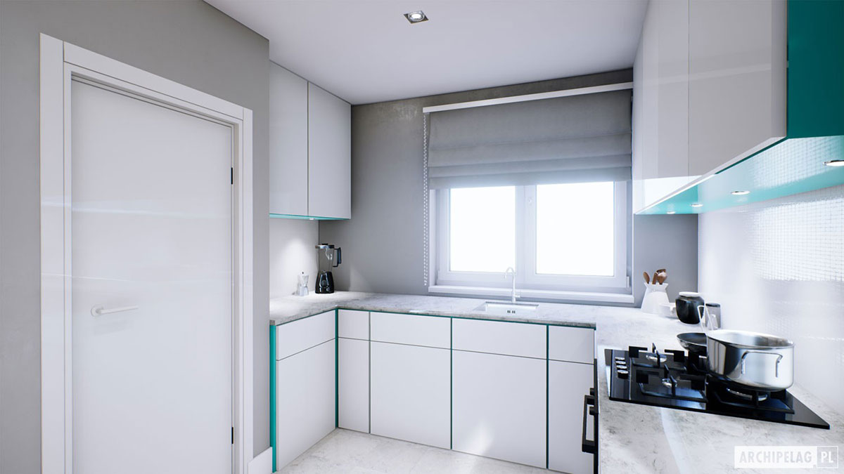 Vienstāva mājas projekts 106 m²: 3 Guļamistabas, 2 Vannasistabas, Atvērta virtuve, Garāža