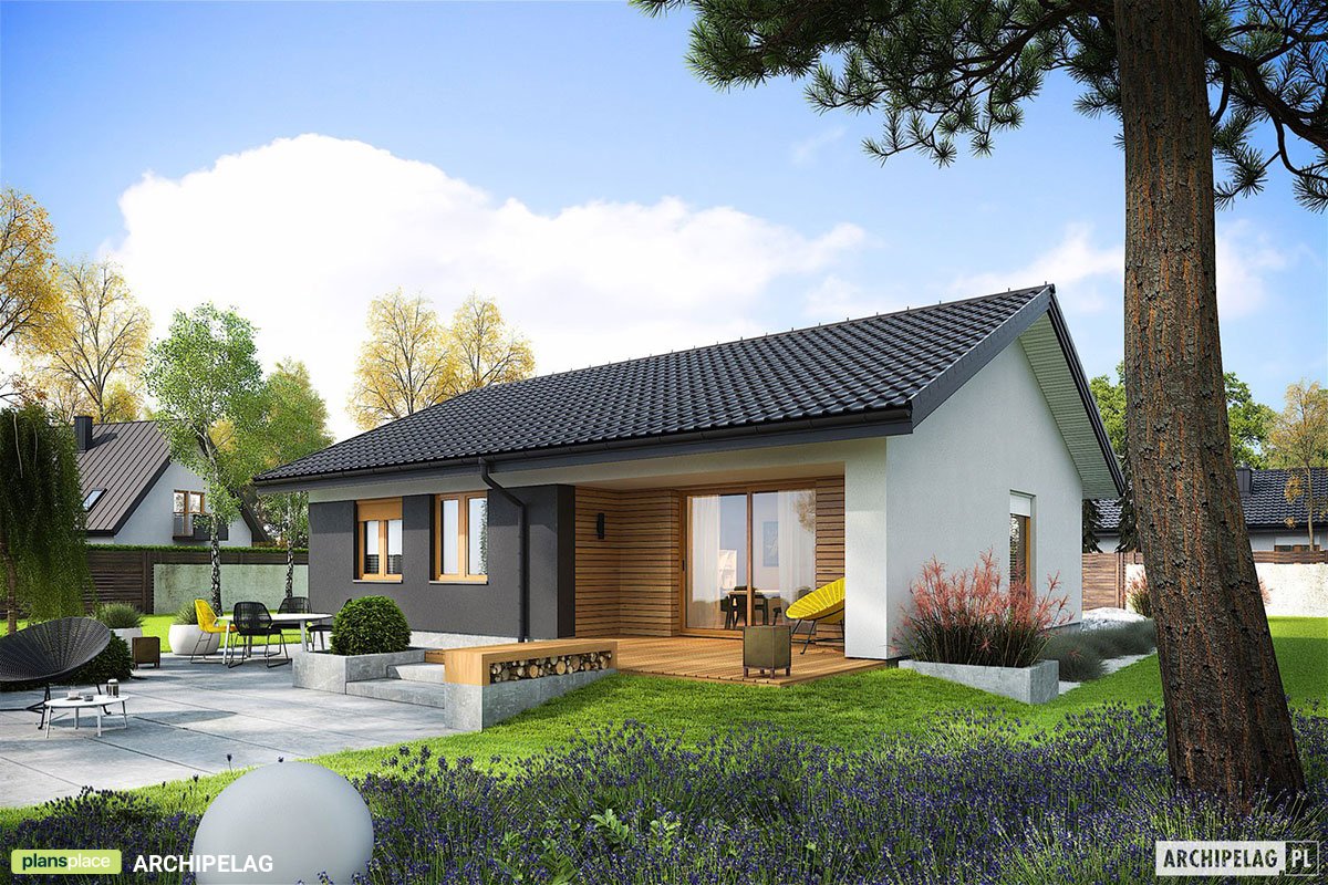 Vienstāva mājas projekts 85 m²: 3 Guļamistabas, 2 Vannasistabas, Atvērta virtuve, bez Garāžas