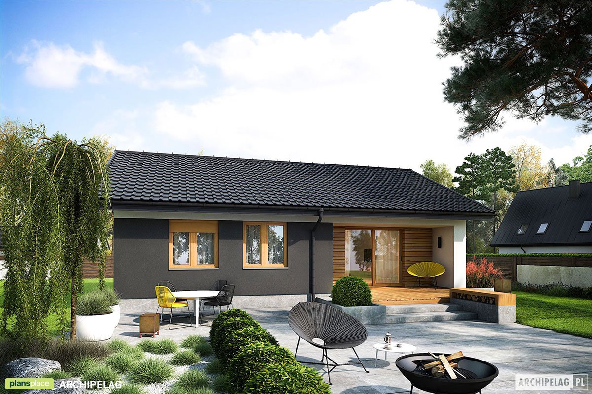 Vienstāva mājas projekts 85 m²: 3 Guļamistabas, 2 Vannasistabas, Atvērta virtuve, bez Garāžas