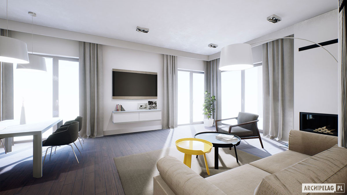 House Plan with 1-Car Garage and Fireplace in Family Room