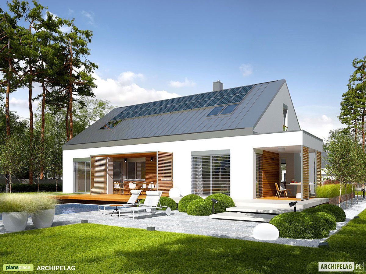 Mājas projekts ar mansardu 237 m²: 5 Guļamistabas, 4 Vannasistabas, Garāža