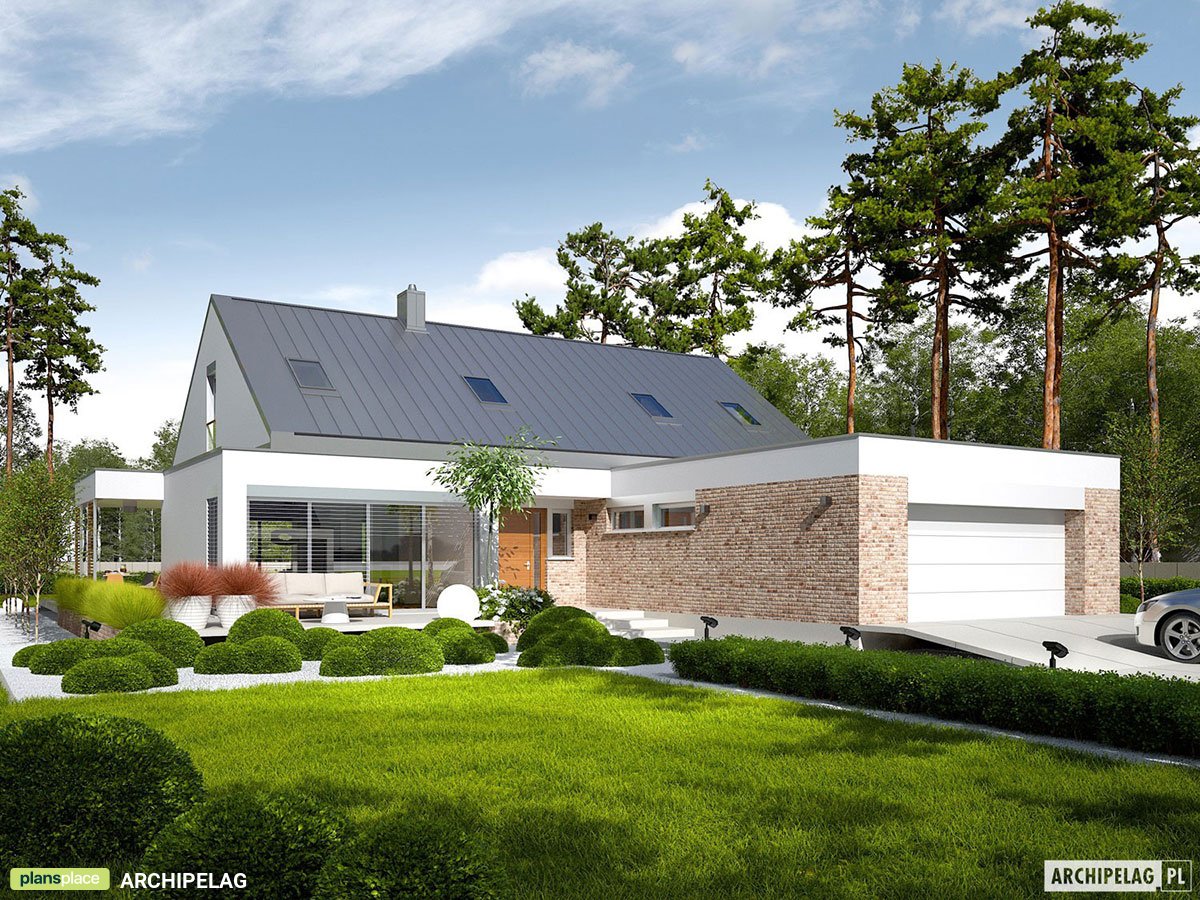 Mājas projekts ar mansardu 237 m²: 5 Guļamistabas, 4 Vannasistabas, Garāža