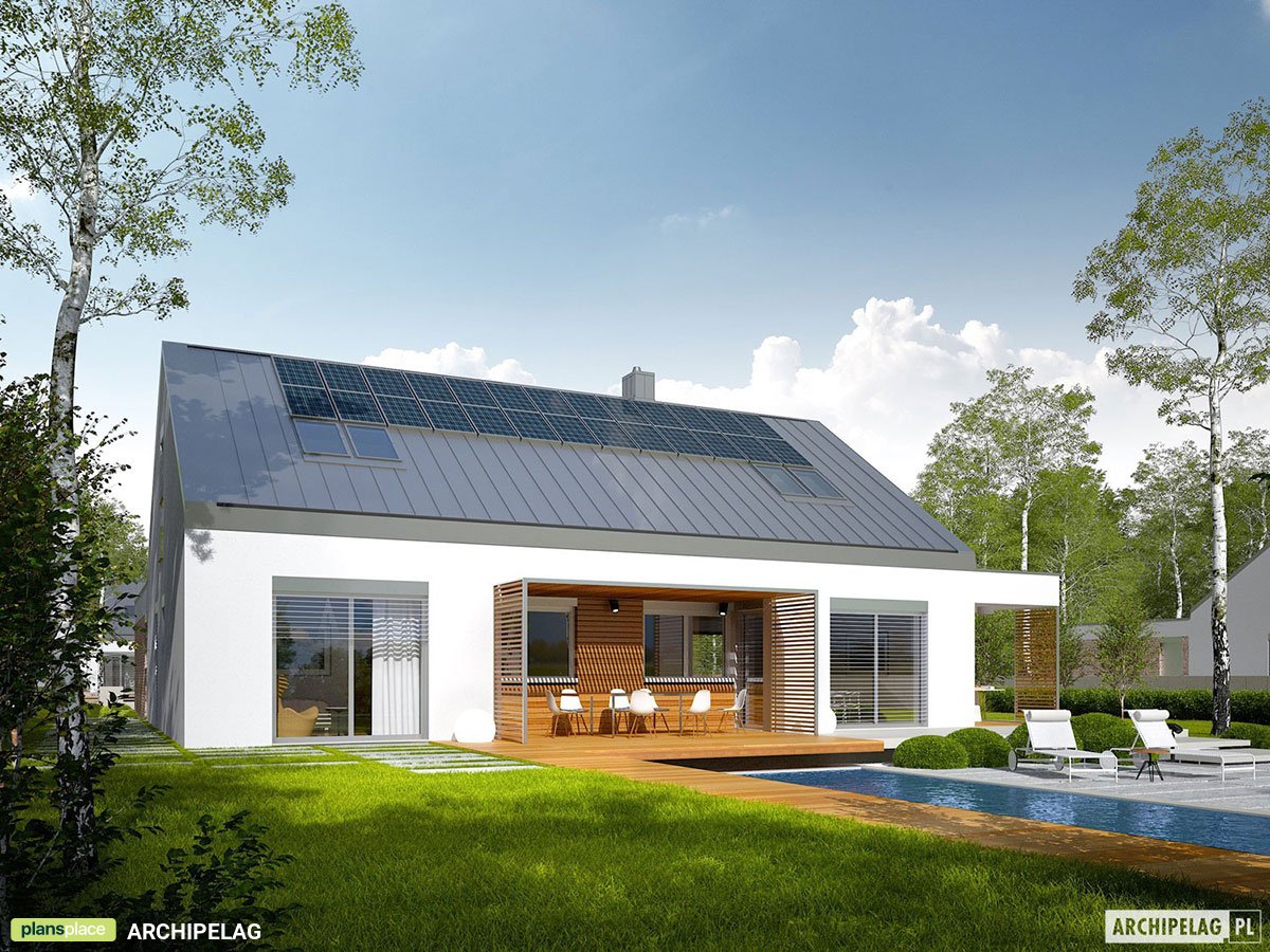 Mājas projekts ar mansardu 237 m²: 5 Guļamistabas, 4 Vannasistabas, Garāža