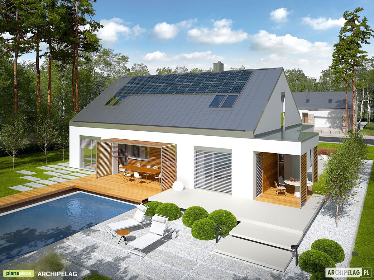 Mājas projekts ar mansardu 237 m²: 5 Guļamistabas, 4 Vannasistabas, Garāža