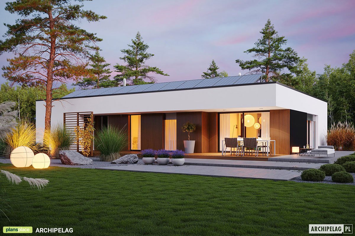 Vienstāva mājas projekts 150 m²: 3 Guļamistabas, 2 Vannasistabas, Atvērta virtuve, Garāža