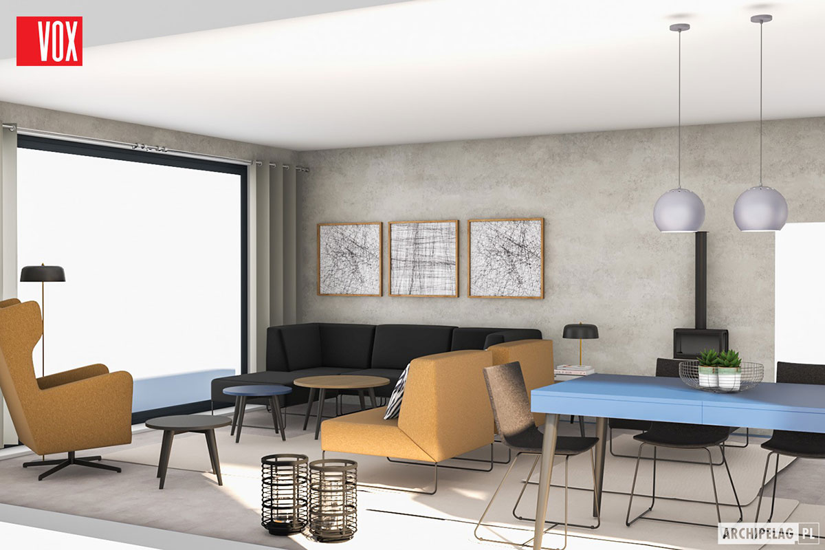 Vienstāva mājas projekts 150 m²: 3 Guļamistabas, 2 Vannasistabas, Atvērta virtuve, Garāža