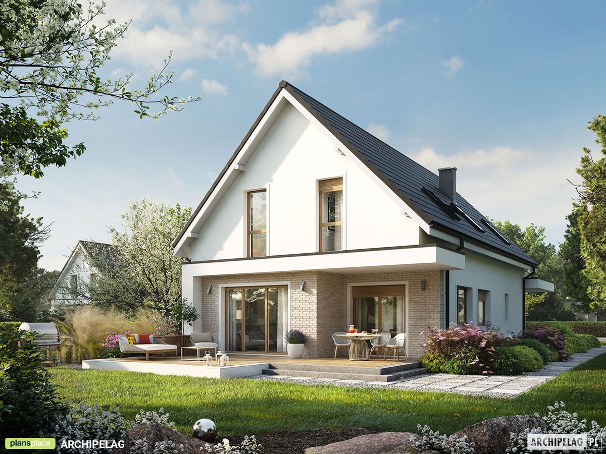 Mājas projekts ar mansardu 175 m²: 4 Guļamistabas, 2 Vannasistabas, Atvērta virtuve, Garāža
