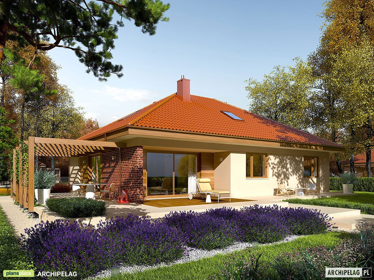 One Level House Plan with Bonus Room, 2 Beds and 1-Car Garage