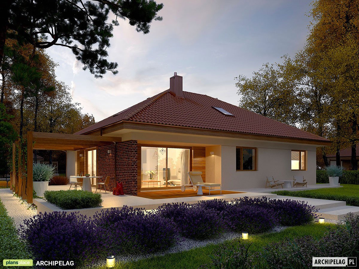 One Level House Plan with Bonus Room, 2 Beds and 1-Car Garage