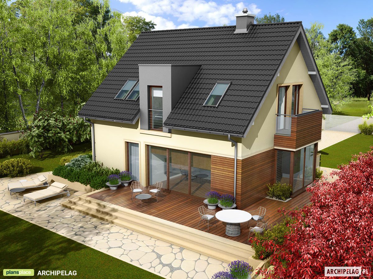 Mājas projekts ar mansardu 139 m²: 3 Guļamistabas, Darba istaba, 2 Vannasistabas, bez Garāžas