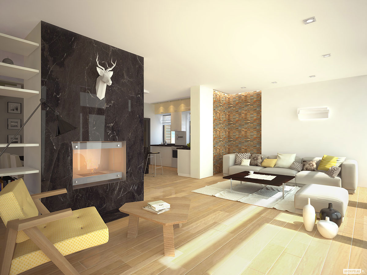 Contemporary Home Plan with Large Windows and Home Office