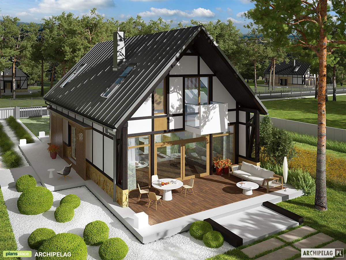 Mājas projekts ar mansardu 160 m²: 3 Guļamistabas, Darba istaba, 3 Vannasistabas, bez Garāžas