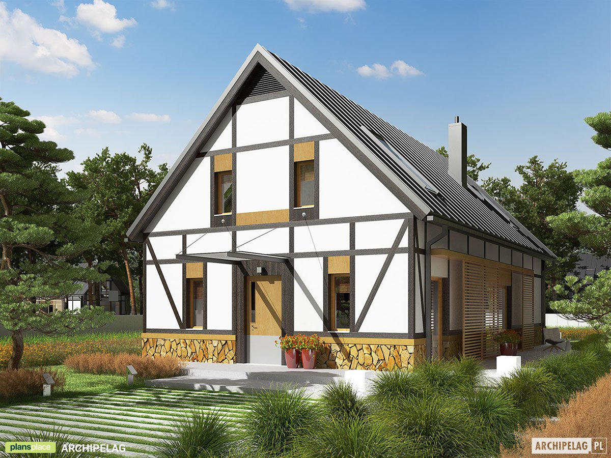 Mājas projekts ar mansardu 160 m²: 3 Guļamistabas, Darba istaba, 3 Vannasistabas, bez Garāžas