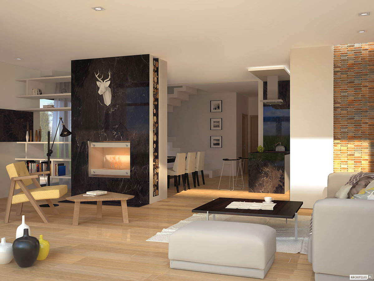 Mājas projekts ar mansardu 160 m²: 3 Guļamistabas, Darba istaba, 3 Vannasistabas, bez Garāžas