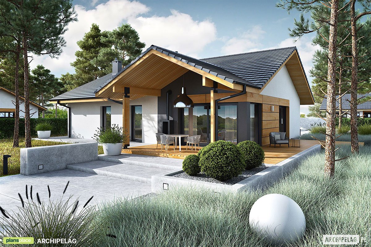 Vienstāva mājas projekts 130 m²: 3 Guļamistabas, 2 Vannasistabas, Atvērta virtuve, bez Garāžas
