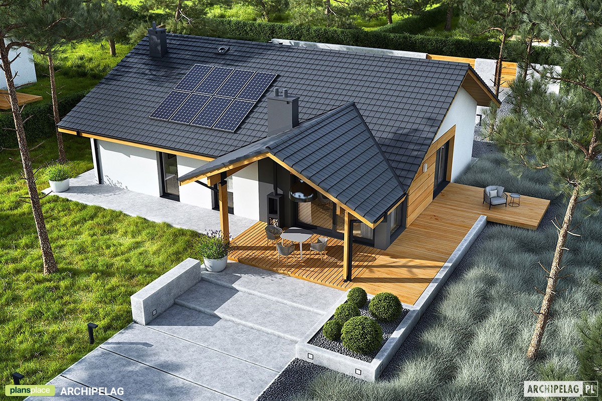 Vienstāva mājas projekts 130 m²: 3 Guļamistabas, 2 Vannasistabas, Atvērta virtuve, bez Garāžas