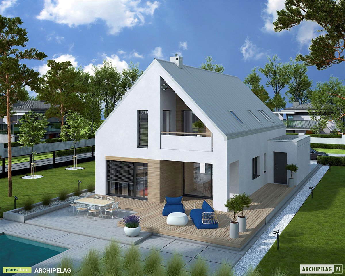 Mājas projekts ar mansardu 182 m²: 3 Guļamistabas, Darba istaba, 3 Vannasistabas, Garāža