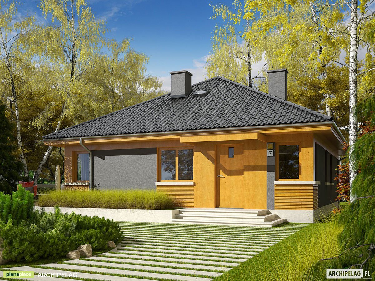 Vienstāva mājas projekts 87 m²: 3 Guļamistabas, 1 Vannasistabas, bez Garāžas