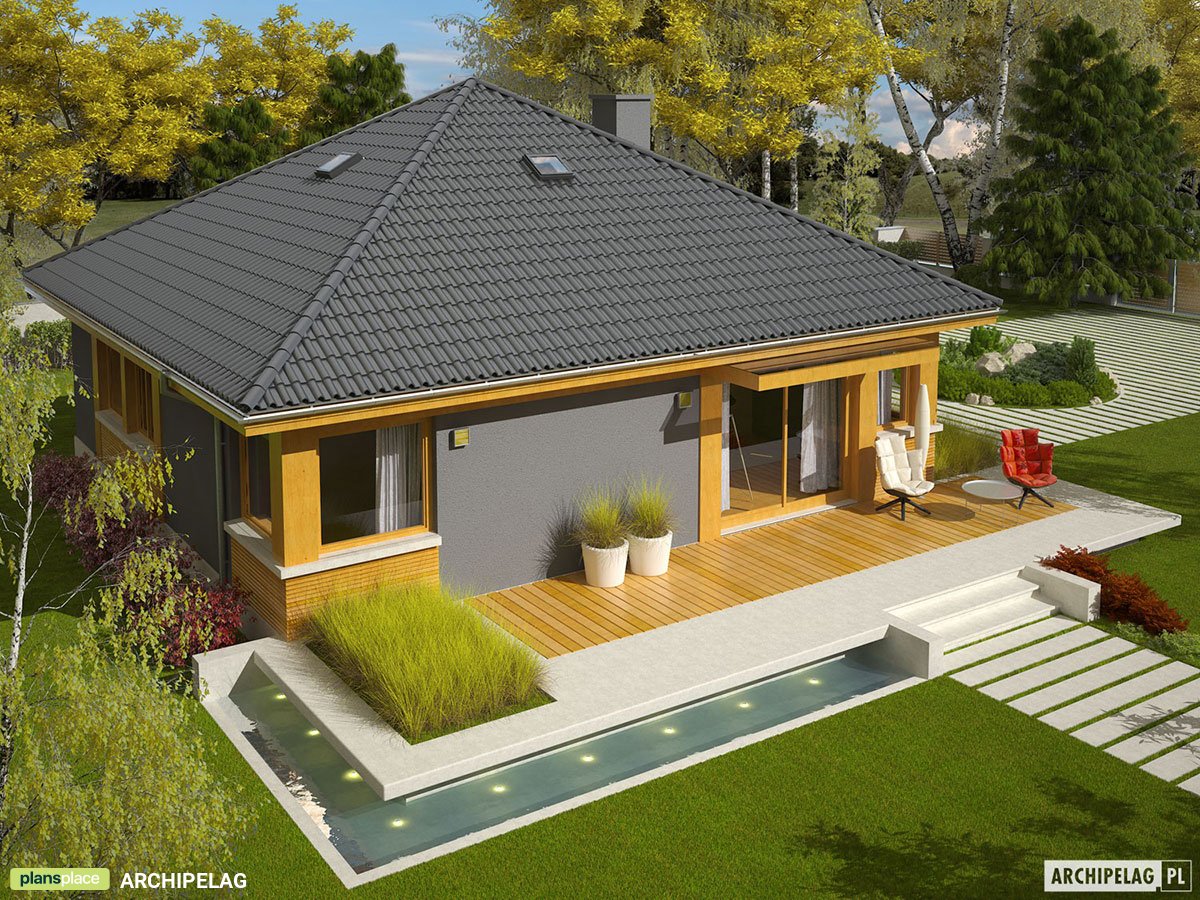 Polish House Plan with Pyramid Roof and 3 Bedrooms