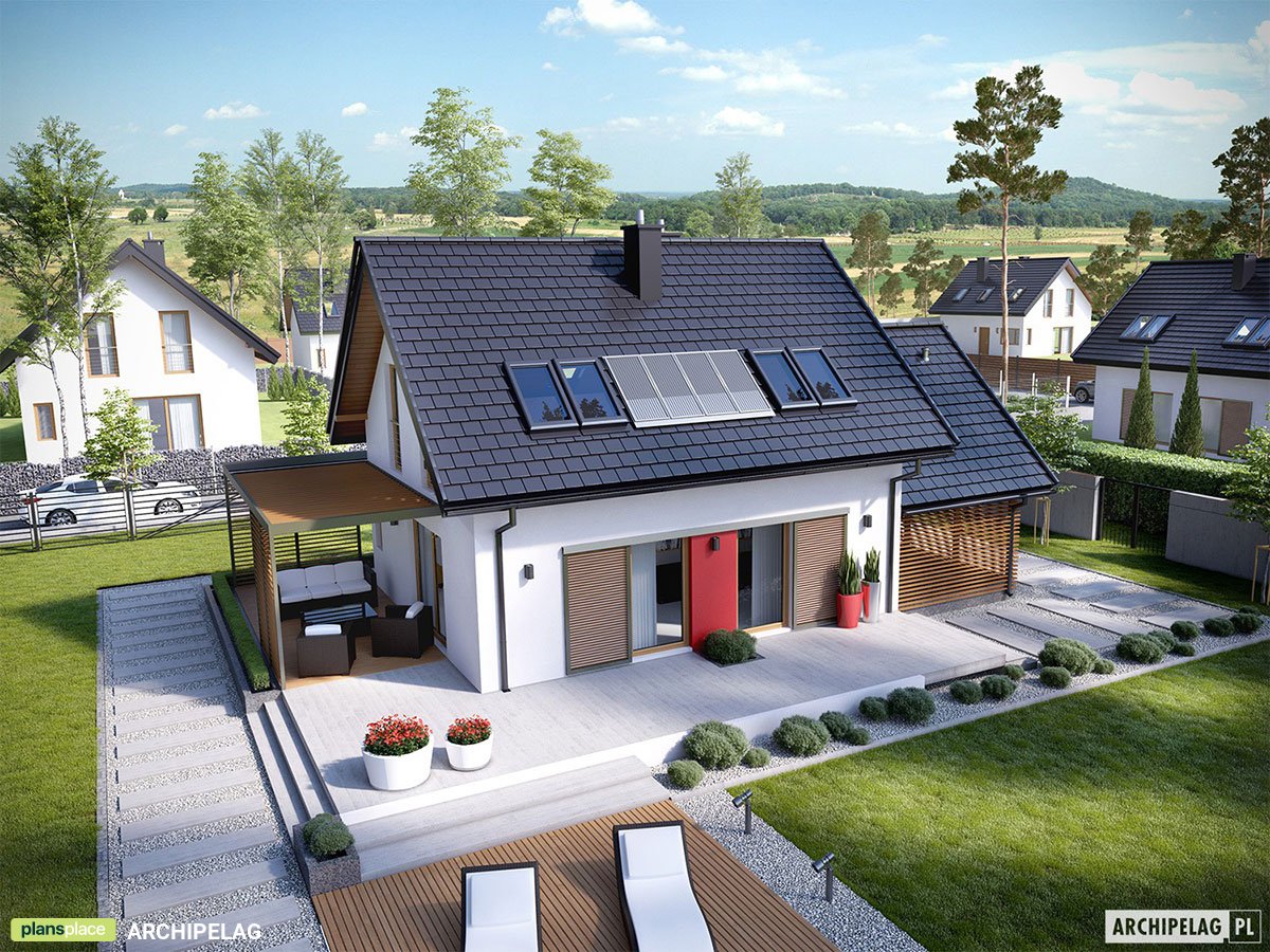 2-Story Home Plan with Open Floor Plan and 1-Car Carport