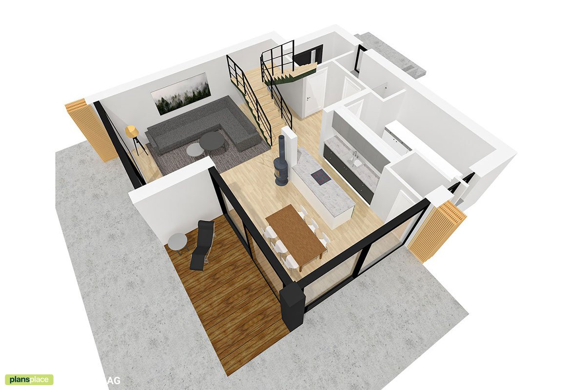 Divstāvu mājas projekts 133 m²: 3 Guļamistabas, 3 Vannasistabas, Atvērta virtuve, bez Garāžas