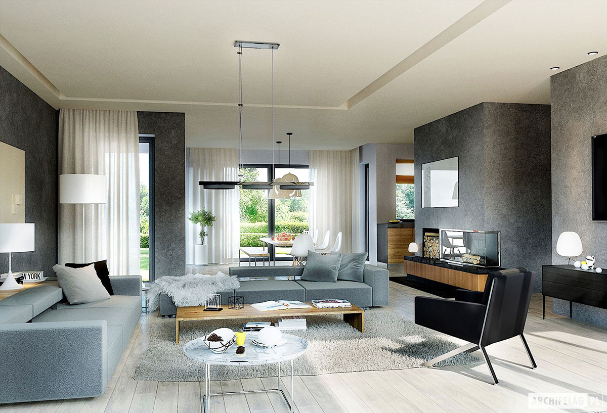 Mājas projekts ar mansardu 227 m²: 4 Guļamistabas, 3 Vannasistabas, Garāža