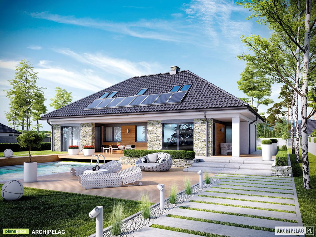 Mājas projekts ar mansardu 227 m²: 4 Guļamistabas, 3 Vannasistabas, Garāža