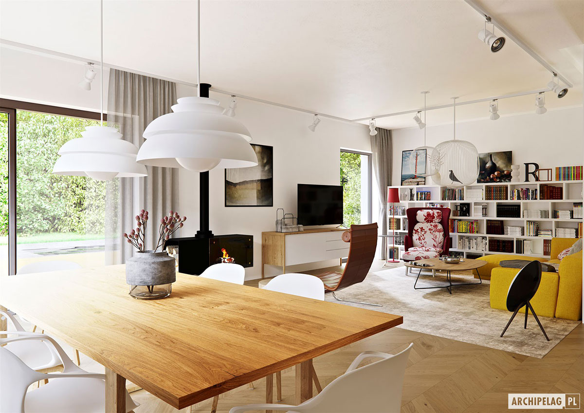 Mājas projekts ar mansardu 207 m²: 3 Guļamistabas, 3 Vannasistabas, Atvērta virtuve, Garāža