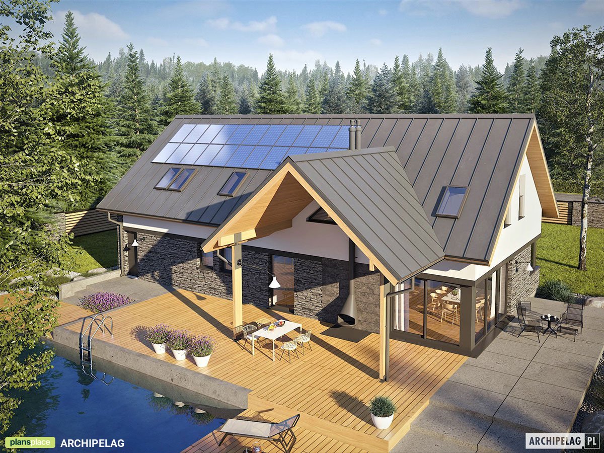 Mājas projekts ar mansardu 207 m²: 3 Guļamistabas, 3 Vannasistabas, Atvērta virtuve, Garāža